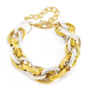 2023 New Arrival Gold Silver Oval Link Chain Bracelet For Women Aluminum Circles Chain Female Bracelets