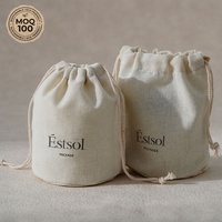 Sac en lin à cordon de serrage avec logo personnalisé, fond rond, pochette cylindrique 3D pour emballage cadeau et rangement
