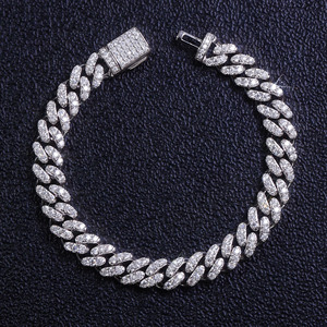 925 <b>Silver</b> Plated White Gold Moissanite Cuban <b>Bracelet</b> Necklace Wide 8mm Hip Hop Cuban Chains Fine Jewellery Ice Chain - Product Image 1
