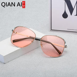 เฉียนไนแว่นกันแดดสำหรับทุกเพศกรอบทองรูปทรงวงรีป้องกันรังสียูวี 400 ประเภท 3 ที่บังแดด เลนส์อะซีสีเหลืองโอเชียน D3-1175 - Product Image 5