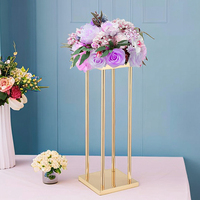 Colonne Centrale de Décoration de Mariages, Rectangle Haute en Métal Doré, Support de Fleurs, Pièce Maîtresse pour Table de Mariage
