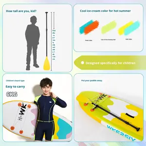 <span class=keywords><strong>Tabla</strong></span> de <span class=keywords><strong>Paddle</strong></span> Inflable para Niños de 2.4m, Diseño Ancho Anti-Vuelco, Equipo de Deportes Acuáticos Seguro, Estable y Portátil con Bomba - Product Image 5