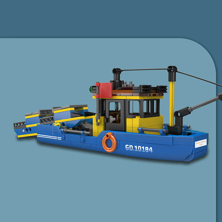Garbage Boat Model Mould King 10184 407PCS Ship Series Garbage-treatment Boat Ornament ...