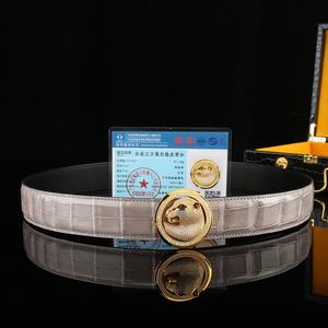 เข็มขัดหนังจระเข้แท้ 100% สำหรับผู้ชาย หรูหรา หัวเข็มขัดลายเสือดาวชุบทอง 24k พร้อมหัวเข็มขัดแบบติดมือ - Product Image 3