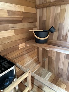 Mini sauna pour usage domestique, sauna sec en bois moderne pour appartement, cabine de sauna pour 2 personnes avec tabouret en bois, sauna vapeur humide - Product Image 4