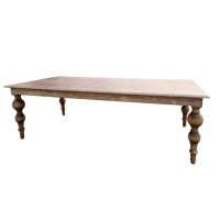 Table de ferme vintage en bois massif, table à manger rectangulaire en pin avec pieds amovibles pour hôtel et banquet