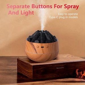 Nuevo Humidificador con Efecto de Fuego de Carbón, Capacidad de 300 ml, Alimentado por USB, Portátil para Uso Doméstico en Mesa, con Función de Pulverización - Product Image 5