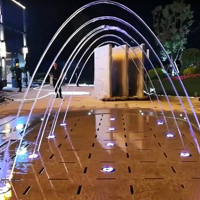 Fuente Saltarina, Fuente Iluminada de Acero Inoxidable de Estilo Moderno para Piscinas, Fuente Interactiva para el Suelo
