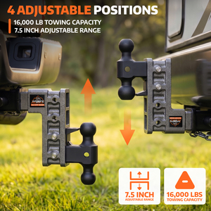 <span class=keywords><strong>Attelage</strong></span> de remorquage réglable de 7,5 pouces avec double <span class=keywords><strong>boule</strong></span> et verrouillage à pignon, robuste pour camions, VR et remorques - Product Image 6