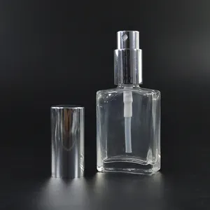 スプレーポンプキャップ付き透明15ml 30ml 50ml 100ml香水長方形正方形ガラス瓶