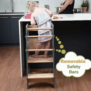 Custom Wooden Toddler Standing Learning Tower Safe Montessori Step Stool For Toddlers Perfect Tower Kitchen Helper