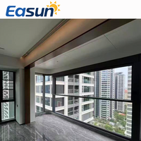 Ventana de elevación eléctrica de aluminio grande, tragaluces de vidrio deslizantes verticales automáticos, vidrio templado doble de acero inoxidable