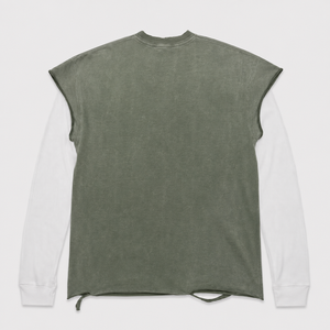 Custom 300 GSM 100% Cotton Distressed Double Layer <b>Long</b> Sleeve <b>T</b>-<b>shirt</b> Boxy <b>Fit</b> Sun Faded Streetwear Wholesale Tee Men <b>T</b> <b>Shirt</b> - Product Image 2