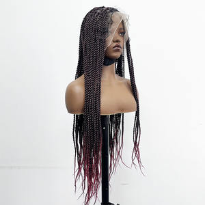 Peluca de Cabello Sintético Trenzado de <span class=keywords><strong>Dos</strong></span> Hebras, Tejida a Mano, sin Pegamento, de Encaje Completo, 40 Pulgadas, Resistente al Calor, Fibra de Alta Temperatura - Product Image 4