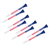 Tees de golf en bois avec logo personnalisé, design drapeau américain, tees en bambou naturel, vente en gros, impression personnalisée pour l'entraînement