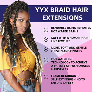 Extensions de cheveux synthétiques tressés Jumbo Yaki TZ pré-étirés de 48 pouces, 2 paquets de 180g - Product Image 4