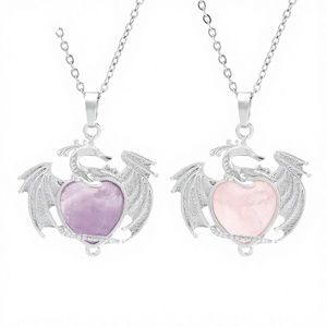 Collier Pendentif Éléphant en Pierre Naturelle Améthyste Opale Plaqué Platine <span class=keywords><strong>CSJA</strong></span>, Bijoux en Cristal de Guérison, Vente en Gros, Cadeau E929 - Product Image 4