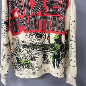 Top Quality Heavyweight 100% Cotton Mixed Emotions Street Long Sleeved High Street Casual Washed <b>Retro</b> <b>Sweatshirt</b> Hoodie for Men - Product Image 5