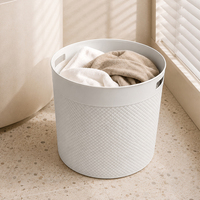 Panier de rangement rond MONR grande capacité en plastique PP empilable pour vêtements sales, idéal pour salle de bain et chambre à coucher