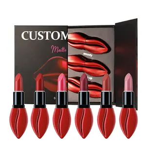 Custom Logo Semi Finished Shimmer Red Pink Lipstick Vintage Sheer Nude Luxurious Velvet Matte Lipstick Set