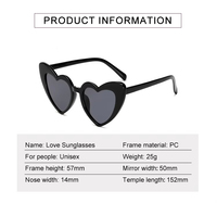 Lunettes de soleil rétro personnalisées avec logo, motif cœur, protection UV400, disponibles en plusieurs couleurs - Noir, Blanc, Rouge, Rose, Vert, Jaune, monture en PC