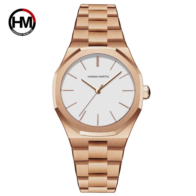 HANNAH MARTIN 1401 Elegance Gold Ladies Quartz Watch Stainless Steel Water  Resist in Stock Simple Leisure Wrist Watch
