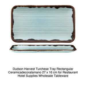 Plateau de service rectangulaire Harvest Turquoise 27 × 16 cm en céramique Dudson décorée à la main - Product Image 2