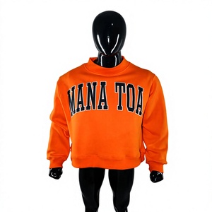 เสื้อสเวตเชิ้ตคอกลมผู้หญิง Mana Toa สีส้ม เสื้อฮู้ดฤดูหนาว ผ้าฝ้าย 100% ปักลายสไตล์วินเทจ แนวสตรีทแฟชั่น - Product Image 1