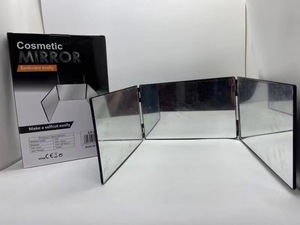 360 Degree 3 Way <strong>Foldable</strong> Hanging Extend Tri-Fold Cosmetic Wall Mounted Makeup <strong>Mirror</strong> Lighted Hair Cutting Tool - Product Image 5