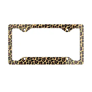 Leopard Print License Plate Frame Print On Demand Universal Auto Acessórios Qualidade License Plate Frame Cover Fácil de instalar