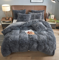 Housse de couette d'hiver rayée de couleur unie Housse de lit en peluche Drap-housse double face en polaire épaisse Housse de couette