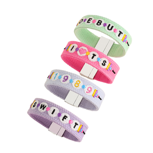 Boucle magnétique tissée à la main avec broderie de lettres sur le thème européen américain créatif Taylor pour bracelet pour femme - Product Image 1