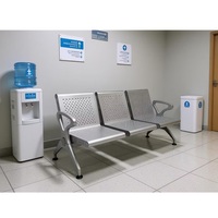 Sillas de Espera para Clientes, Precio de Fábrica, para Exteriores, Aeropuertos, Hospitales, Centros Comerciales, Escuelas, Salones, Oficinas, Asientos en Línea, Hierro, PVC, Cojín de Cuero, 3 Plazas