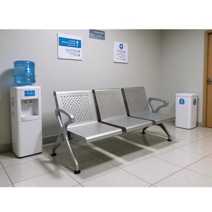 Chaises d'attente en gang pour clients, prix usine, pour extérieur, aéroport, hôpital, centre commercial, école, salon, bureau, avec coussin en cuir PVC et structure en fer, 3 places - Product Image 2