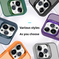 Coque magnétique effet mat pour iPhone 17, coque rigide en PC avec béquille intégrée et protection d'objectif de caméra de la même couleur