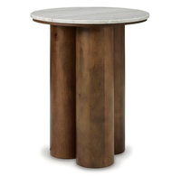 Table d'appoint ronde en marbre Signature Design by Ashley Henfield, tables d'appoint pour salon, pieds en bois massif et en bois d'ingénierie