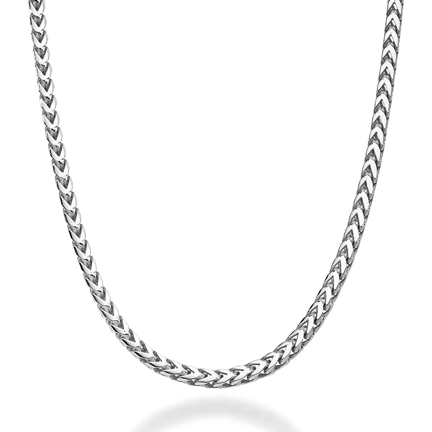 Collar de cadena de eslabones cuadrados para hombre y mujer, de Plata de Ley 925 de 16-30 pulgadas, con caja italiana de 2,5mm