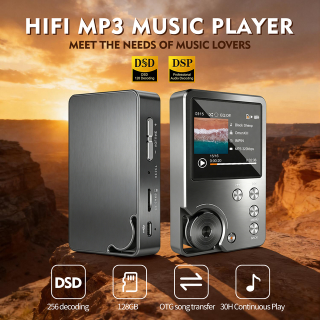 Walkman Hi Res Mp3 Player HIFI DSD256 Music Player Portable Audio Player Custom logo Lighter Mp3 Reproductor TF Card up to 256GB