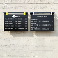 Ensemble de 2 panneaux de menu magnétiques suspendus, construction entièrement métallique, fixation murale, bandes de lettres interchangeables pour café, boulangerie