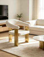Chaise de salle à manger moderne avec accoudoirs, revêtement en velours, pieds en acier inoxydable, design ergonomique, construction durable pour l'école et la maison