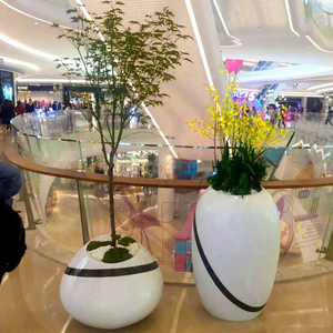 Fiberglass Flower Pots Circular <b>Floor</b>-<b>Standing</b> White Modern Design for Shopping-Mall Decorations outdoor furnitures - Product Image 4