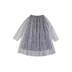 Vestiti del bambino Vestito Stampato Stelle D'argento Maniche Lunghe <span class=keywords><strong>Tutu</strong></span> Morbido Grigio 2-12 Anni Girls 'Dress - Product Image 2