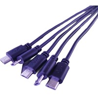 Divisor Micro USB 5 en 1 de 20 cm, Cable de Carga Rápida de 2 A para IOS, Computadora, Teléfono, Banco de Energía, Altavoz, Auriculares