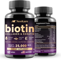 Capsules de beauté en marque privée OEM Biotine Collagène pour la croissance des cheveux, de la peau et des ongles, adultes, adolescents, femmes, hommes