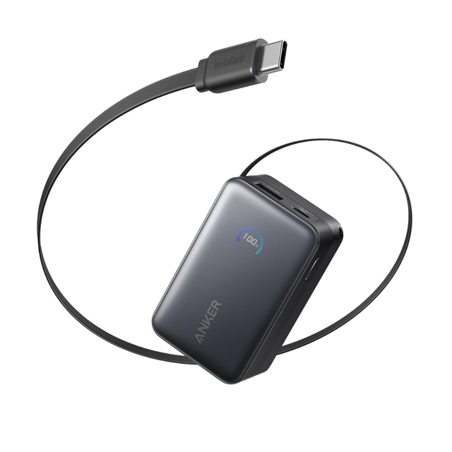 Anker Nano 10,000mAh 45W Max Compact Power Bank Portable Charger 2.3 ft USB-C Cable ype-C Input for iPhone