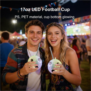 17oz PS/PET LED Light with Battery Football Drink/Juice <strong>Cups</strong> for Outdoor/Indoor Sport Events-Factory Price Environment-Friendly - Product Image 2