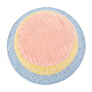 Sombrero de Pescador de Pana para Niños, Color <span class=keywords><strong>Pastel</strong></span> Personalizado al por Mayor, Rosa, <span class=keywords><strong>Amarillo</strong></span>, Azul, Suave, para Otoño e Invierno - Product Image 3