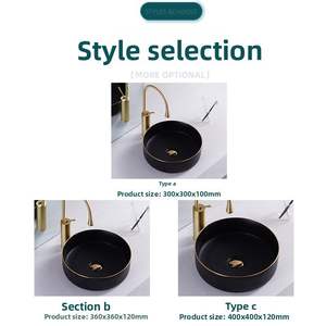 Lavabo Redondo Pequeño de Cerámica Negra Nórdica para Baño, Instalación Sobre Encimera, Diseño Moderno y Simple - Product Image 3