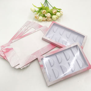 在庫あり 5ペア用まつげパッケージ ピンクマーブルまつげボックス 5D 3D 25MM 20MM 30MM ミンクまつげ用 ホワイトトレイ付き カスタムロゴ対応 - Product Image 4