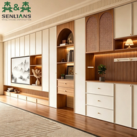 Meuble à vin minimaliste de luxe en bois massif avec îlot central, éclairage LED, portes vitrées, écologique, 120 bouteilles, pour salon